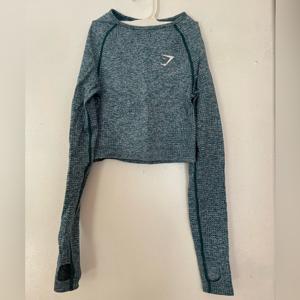 Gymshark Vital Seamless - Long Sleeve Crop Top - Blue Marl